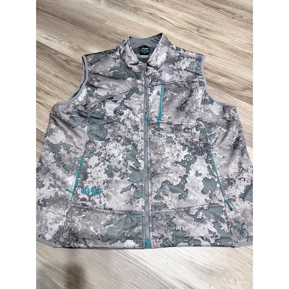Girls With Guns GWG Womens Camo Fleece Lined Hunting Vest Grey Teal 1XL